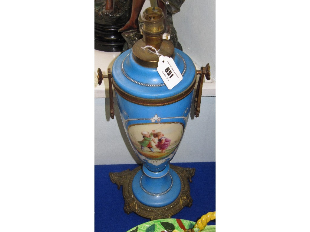 Appraisal: A French porcelain and gilt metal mounted table lamp