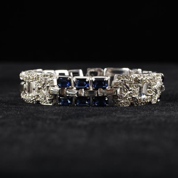 Appraisal: KTF Trifari Art Deco Pave Blue Rhinestone Diamante Jeweled Bracelet