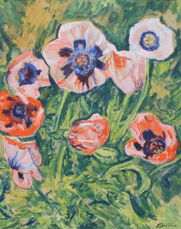 Appraisal: EPSTEIN Sir Jacob American - ''Poppies'' Gouache sight size ''