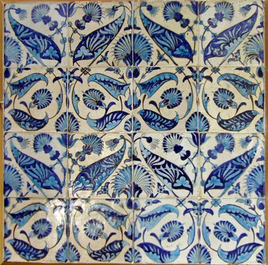 Appraisal: Set of sixteen William De Morgan tiles decorated in blue