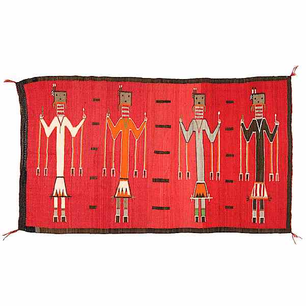 Appraisal: Navajo Yei Weaving hand-spun wool woven with four Yei figures