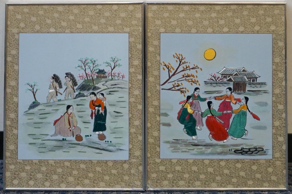 Appraisal: Pair Korean Needlework Panels Frame x in x cm