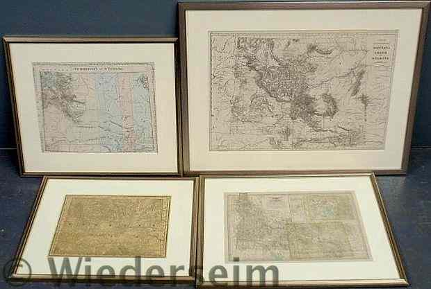 Appraisal: Four maps of Wyoming framed and matted largest Copyright by