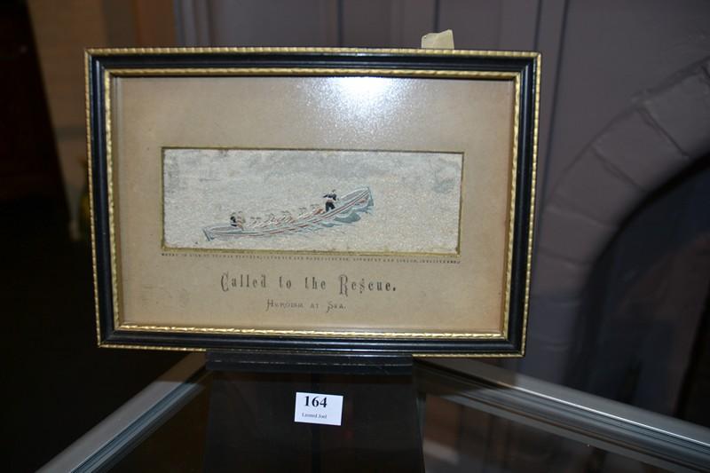 Appraisal: SMALL FRAMED STEVENGRAPH TITLED 'CALLED TO THE RESCUE HEROISM AT