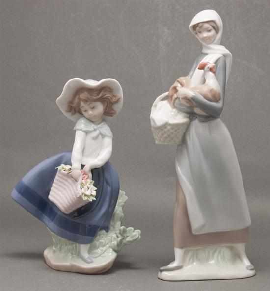 Appraisal: Two Lladro porcelain figures ''Pretty Pickings'' and ''Girl With Cockerel