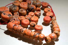 Appraisal: TIBETAN CORAL NECKLACE Unusual heavy Tibetan necklace of large coral