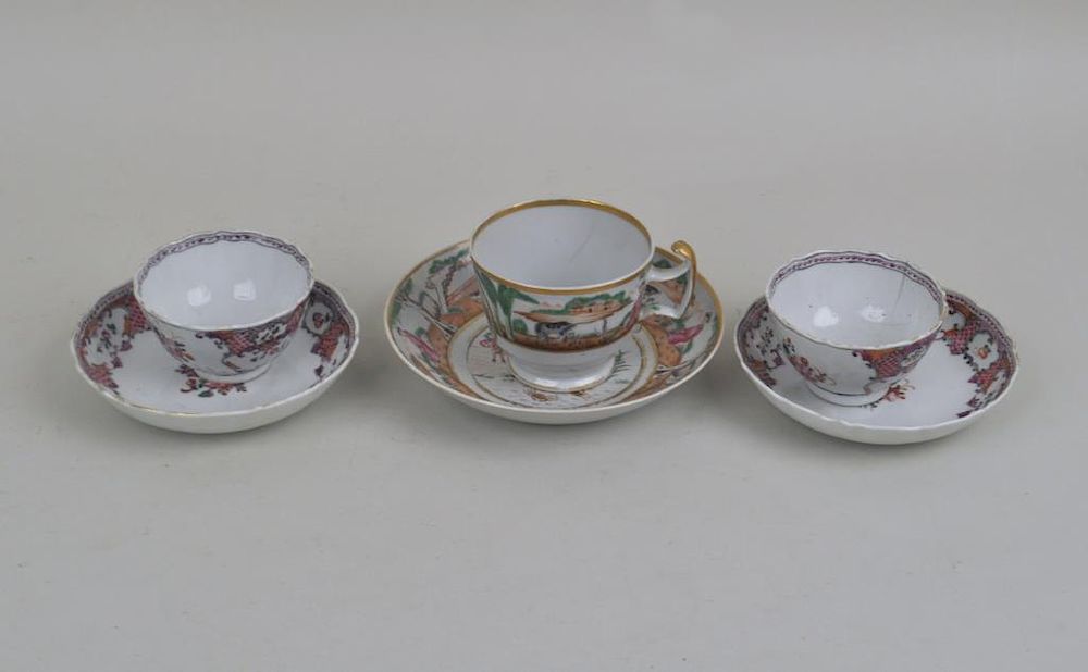 Appraisal: Group Three Chinese Export Cups Saucers comprising a pair and