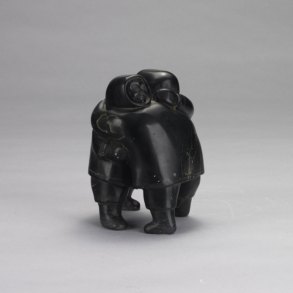 Appraisal: NAPATCHIE POOTOOGOOK - E - Cape Dorset EMBRACING INUIT FIGURES