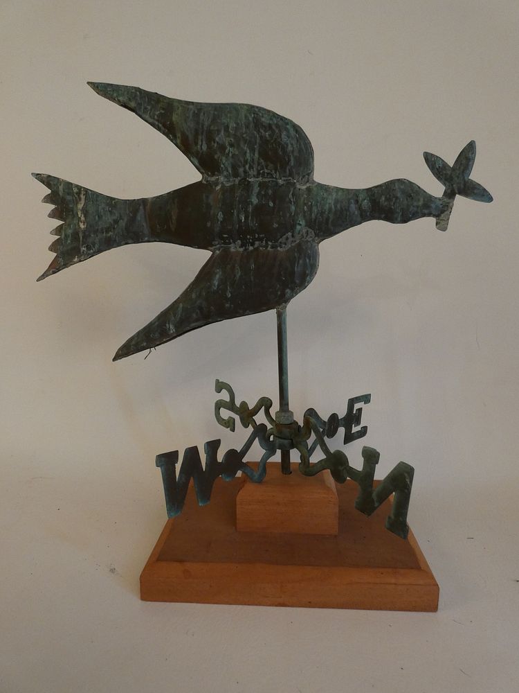 Appraisal: OLD COPPER PEACE DOVE WEATHERVANE An old copper weathervane depicting