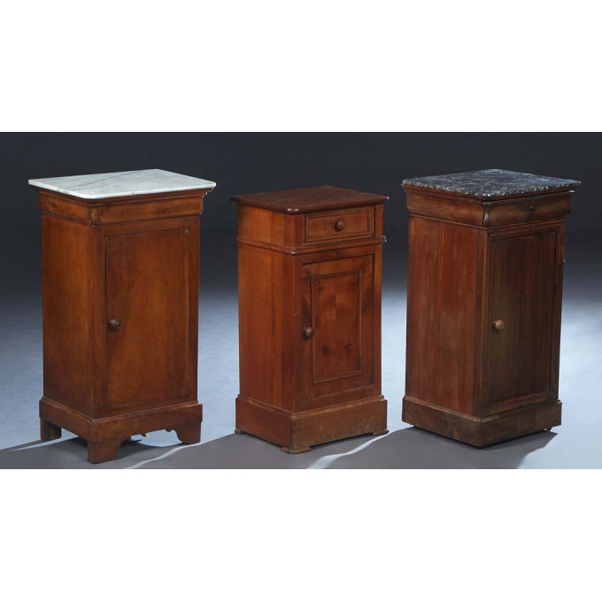 Appraisal: Group of Three French Louis Philippe Style Carved Walnut Nightstands