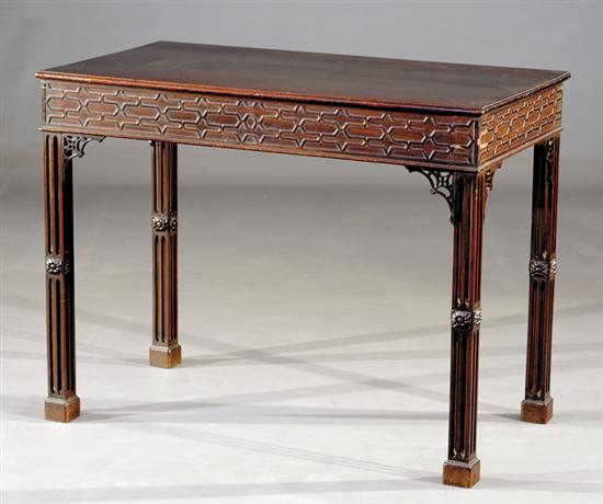 Appraisal: Chinese Chippendale mahogany table early th centuryrectangular top with molded