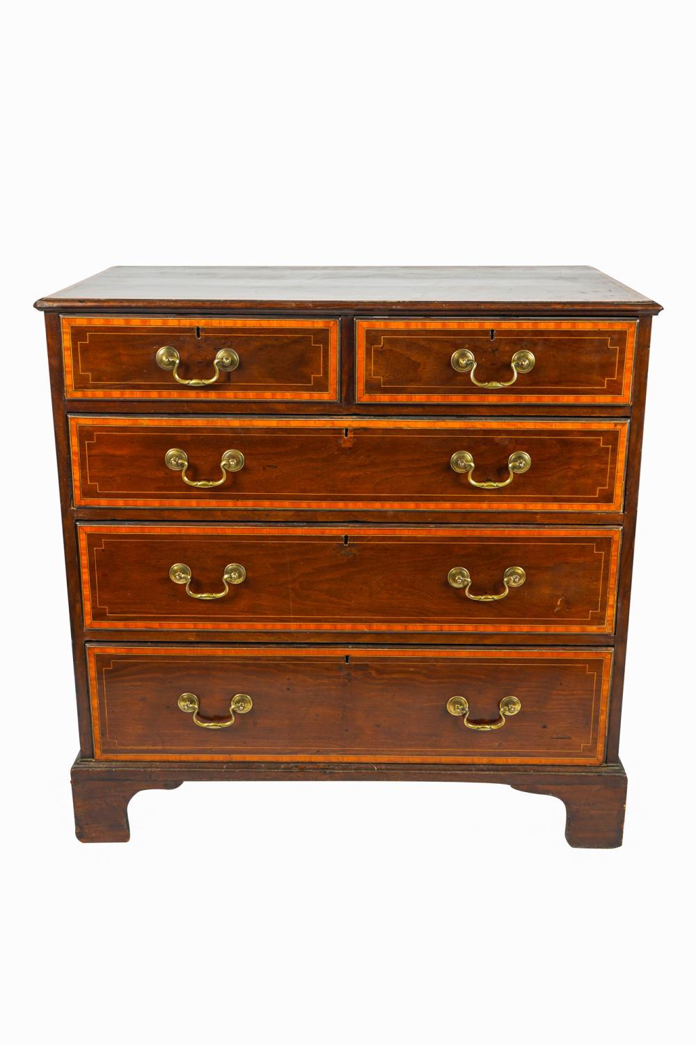 Appraisal: GEORGIAN-STYLE MAHOGANY CHEST OF DRAWERSwith cross-banding with two short drawers