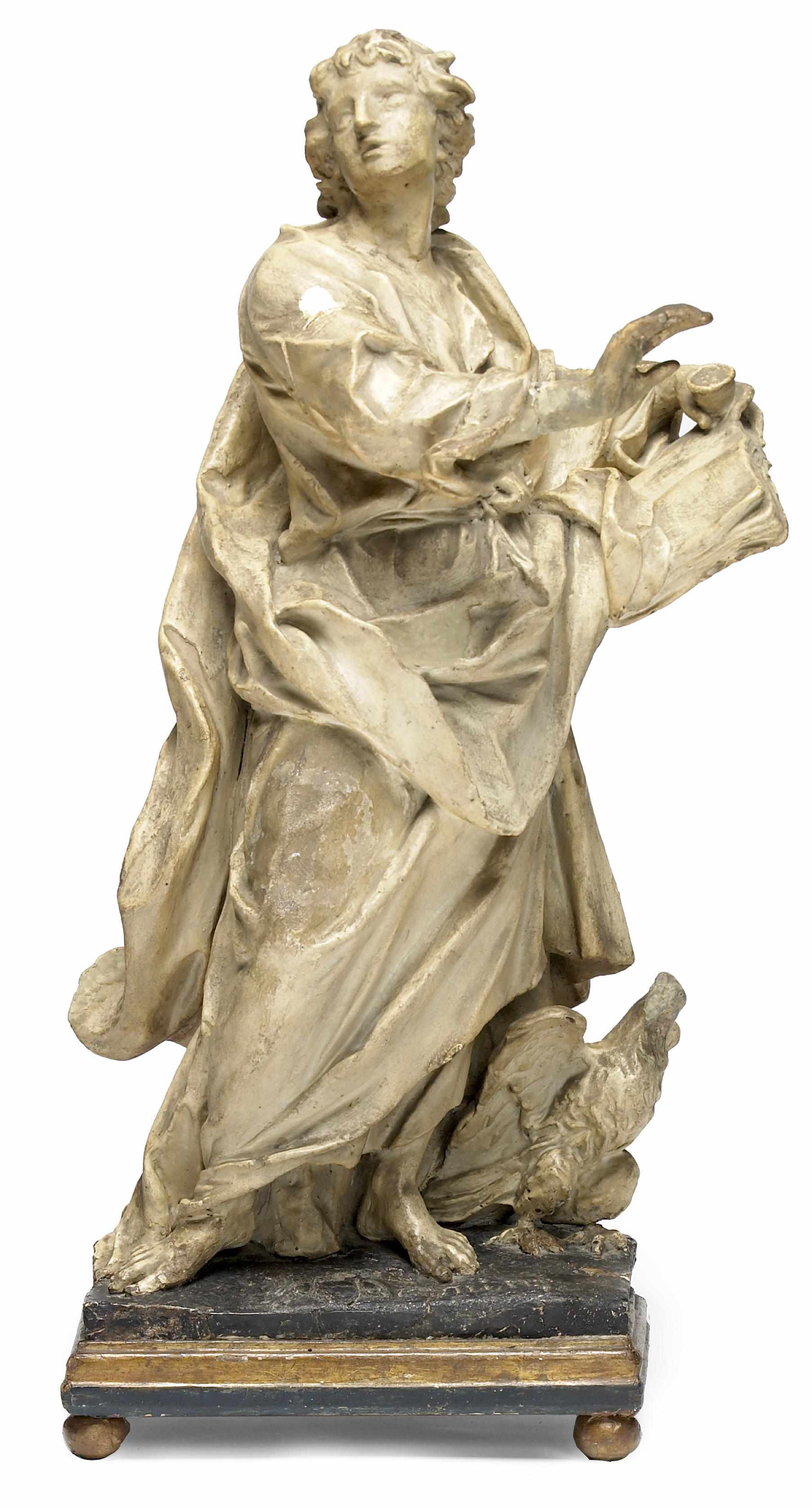 Appraisal: A Baroque style painted plaster figure of Saint John the