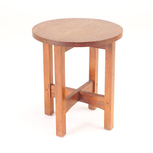 Appraisal: Stickley tabouret with circular top and arched cross-stretchers overcoated finish