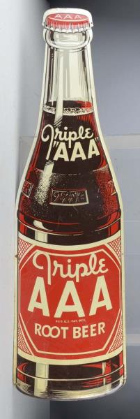 Appraisal: Triple AAA Root Beer Figural Bottle Sign Embossed bottle shaped