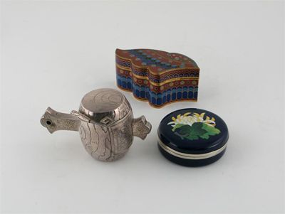 Appraisal: Three Japanese boxes and covers one silver-coloured metal formed as