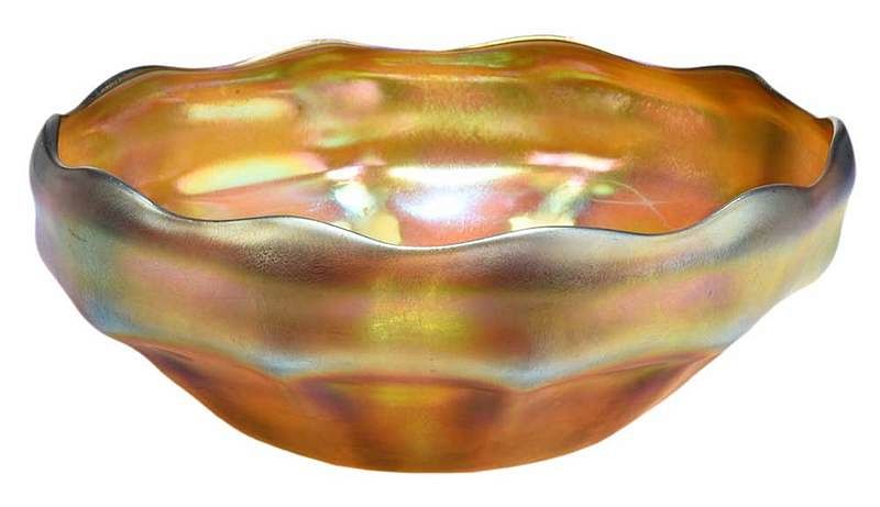 Appraisal: Tiffany Favrile Scalloped Rim Bowl American th century iridescent gold