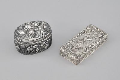 Appraisal: A Lot of Two Silver Repousse Boxes First a Japanese