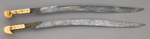 Appraisal: A lot of two Turkish yataghan th century Comprising inch