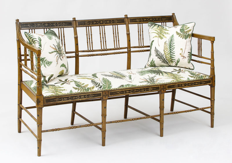 Appraisal: REGENCY FAUX BAMBOO PAINTED SETTEE With a painted top rail