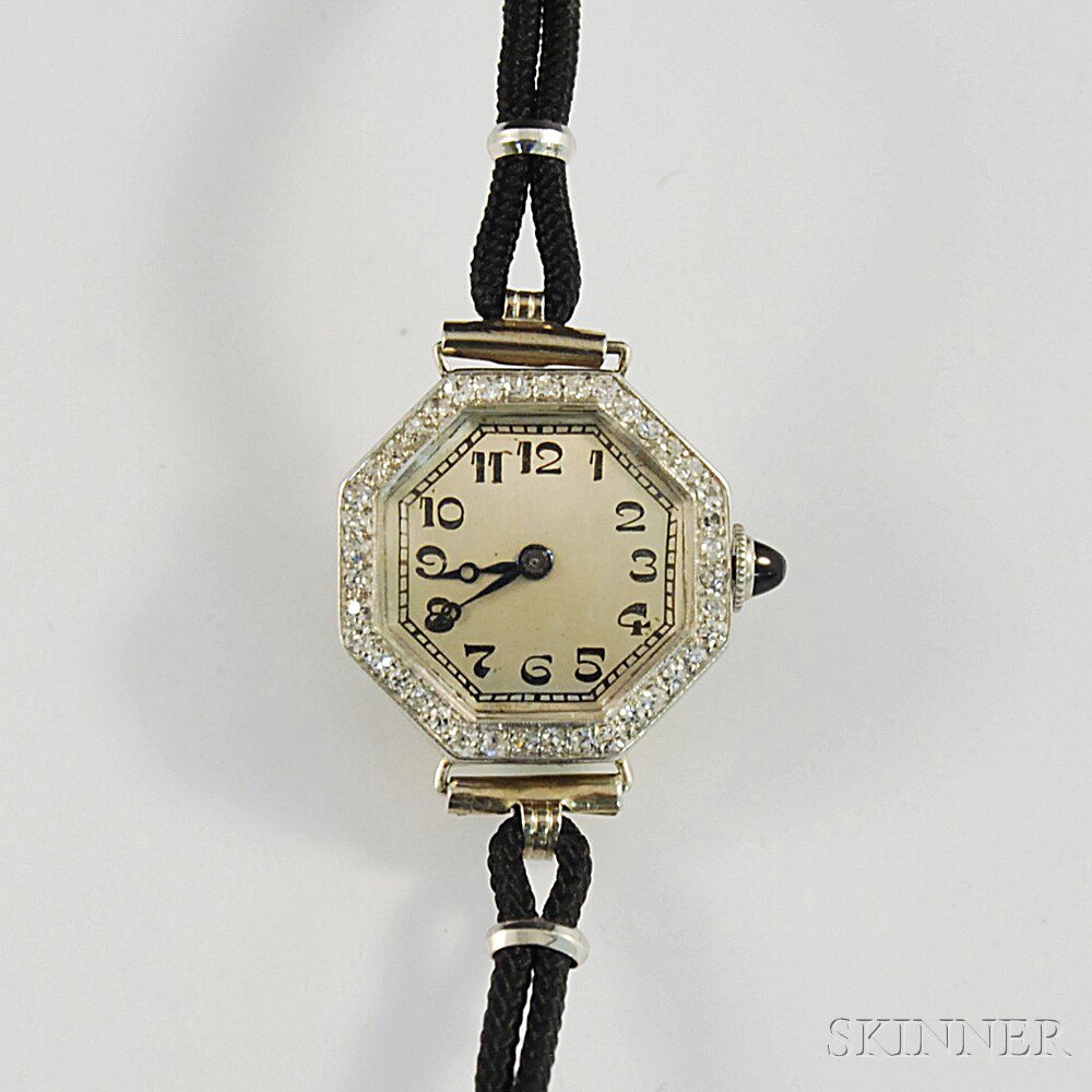 Appraisal: Lady's kt Gold and Diamond Wristwatch with silvered dial Arabic