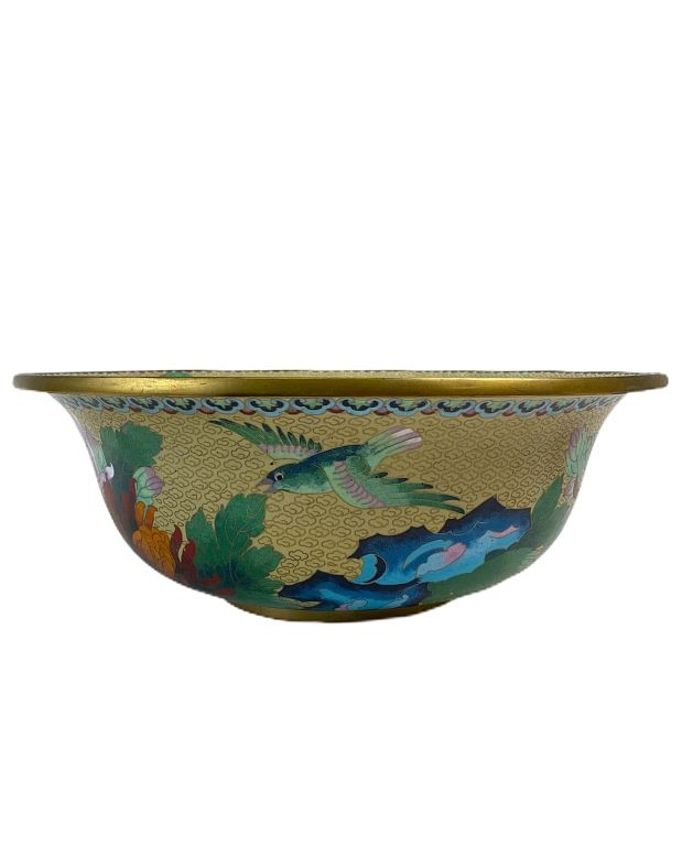 Appraisal: Chinese Cloisonne Bowl Chinese Cloisonne Bowl Measures inches high x