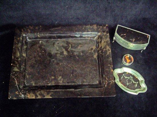 Appraisal: A tortoiseshell tray of moulded rectangular shape cm wide and