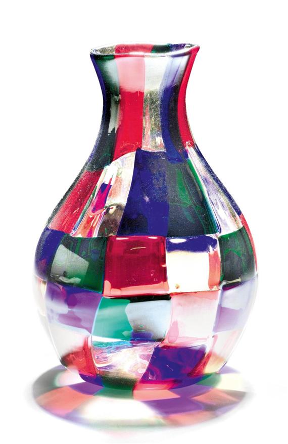 Appraisal: BIANCONI FULVIO VASE model Pezzato for Venini Clear red blue