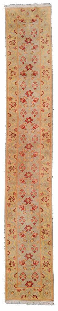 Appraisal: Oushak Runner Turkish th century green field with orange and