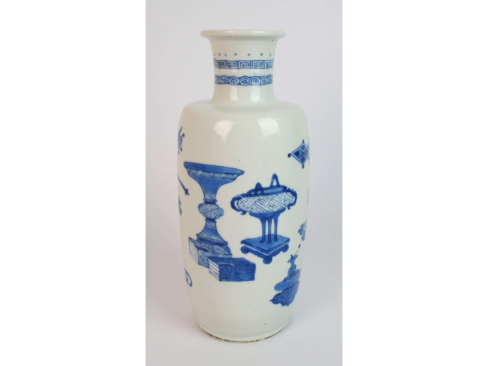 Appraisal: A Chinese blue and white vasepainted with precious objects beneath