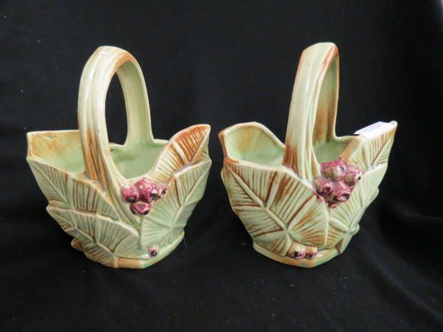 Appraisal: Pair of McCoy Art Pottery Baskets leaf berry excellent