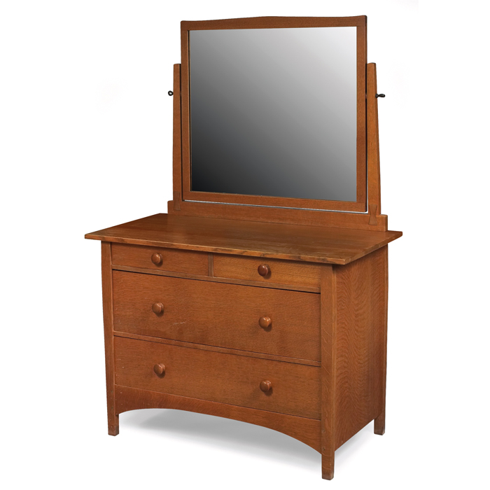 Appraisal: Gustav Stickley dresser Harvey Ellis influenced form pivoting mirror at