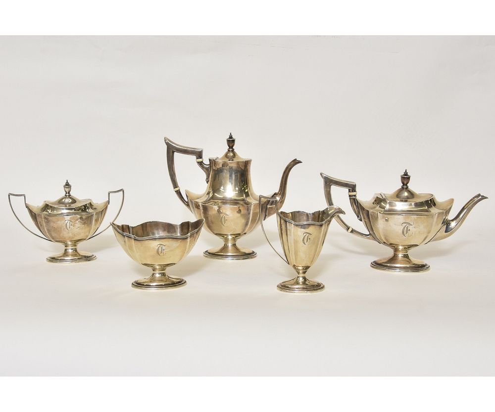 Appraisal: Five-Piece Sterling Silver Tea Service Five-piece sterling silver tea service