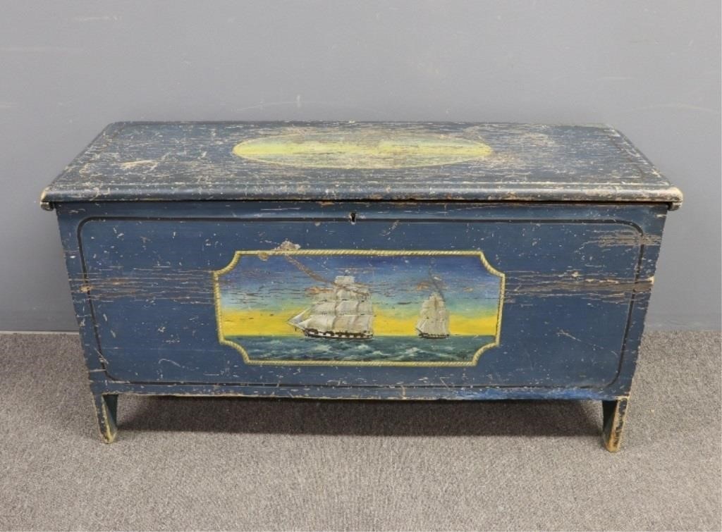 Appraisal: New England six board chest th c with strap hinges