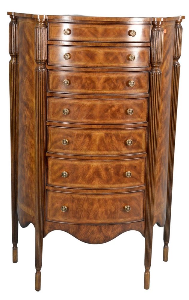 Appraisal: Theodore Alexander Semanier with seven bowed front drawers height inches