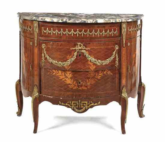 Appraisal: A Louis XVI Style Marquetry and Gilt Bronze Mounted Console