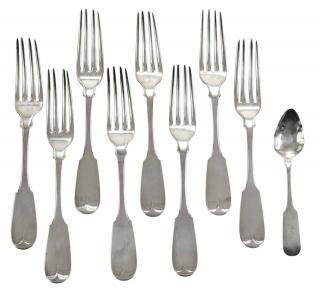 Appraisal: Nine Pieces Columbia South Carolina Coin Silver Flatware including eight