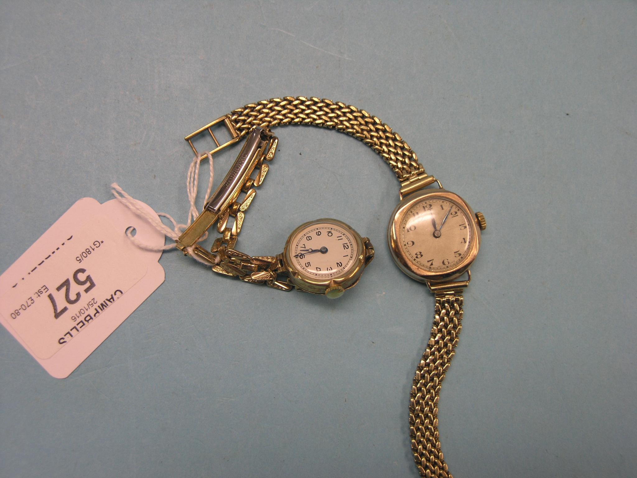 Appraisal: A lady's ct gold wristwatch on ct gold bracelet strap