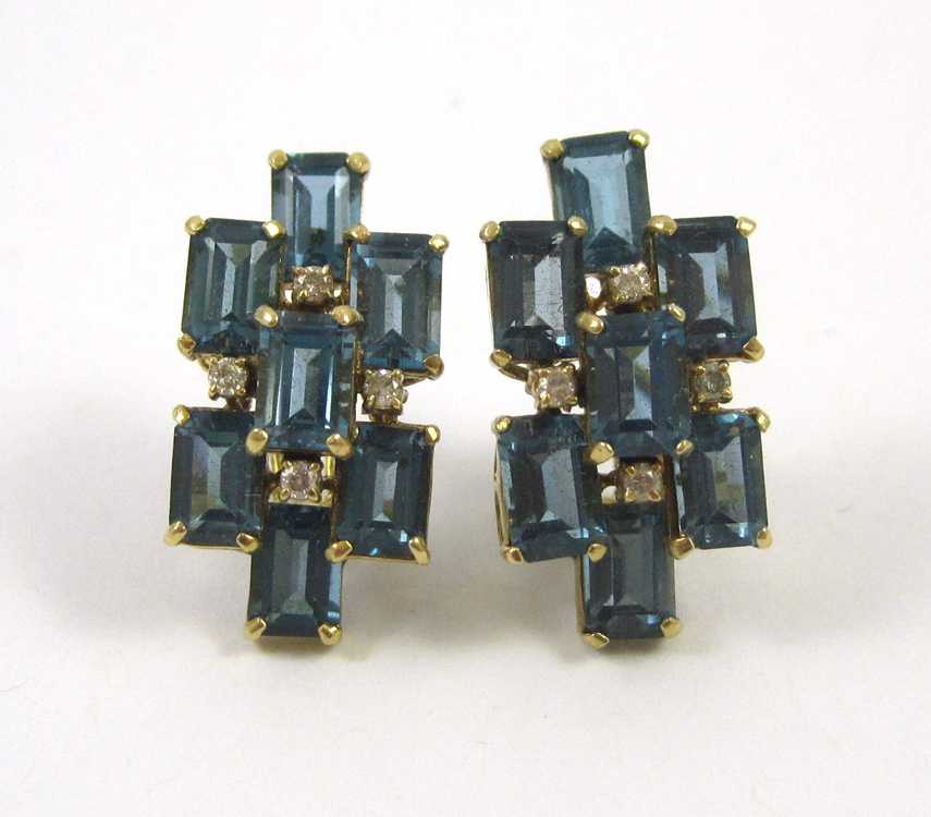 Appraisal: PAIR OF LONDON BLUE TOPAZ EARRINGS each k yellow gold