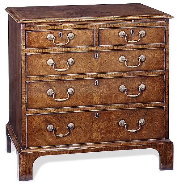 Appraisal: A George III style walnut chest Fitted with two short