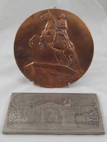 Appraisal: Two modern Russian filled metal plaques of the Peter the