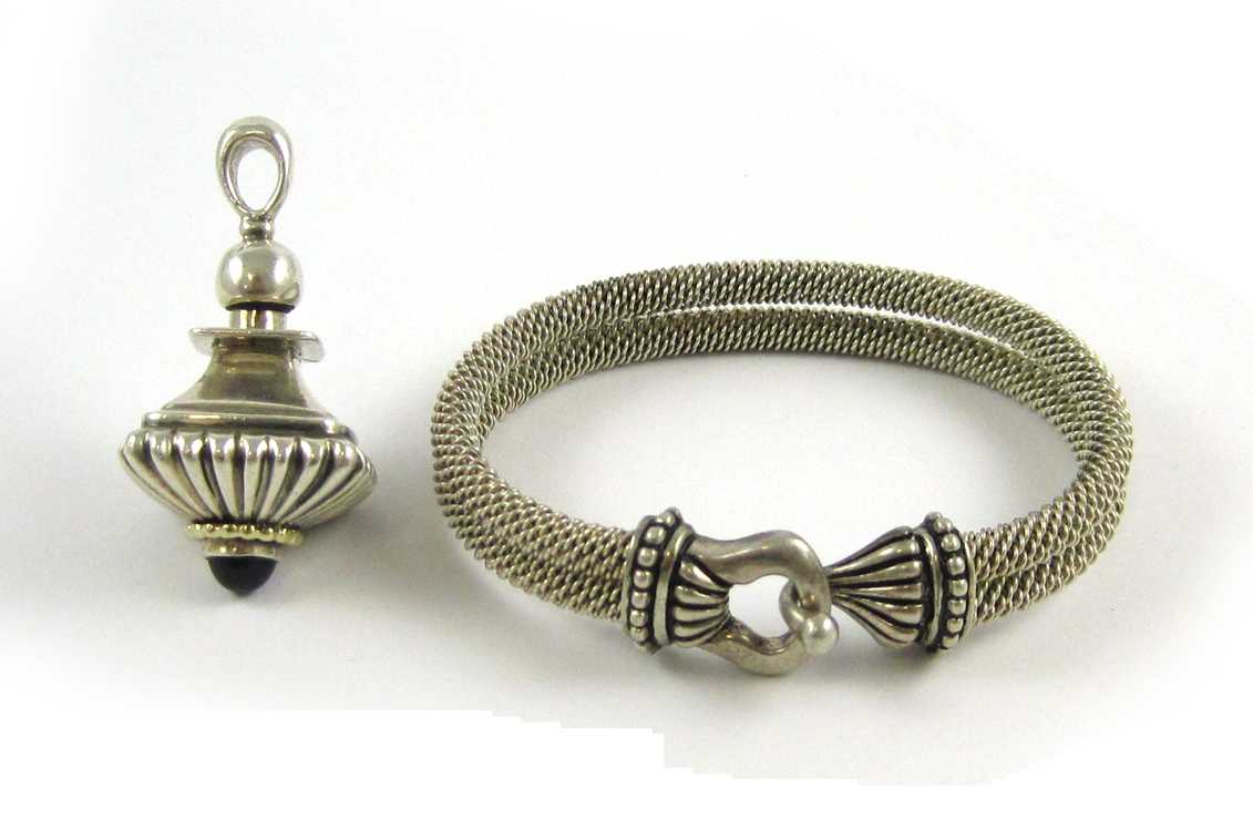 Appraisal: TWO ARTICLES OF STERLING SILVER JEWELRY including a Lagos Caviar