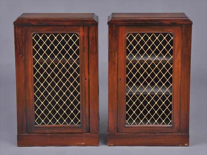 Appraisal: PAIR OF REGENCY ROSEWOOD CABINETS Each enclosed by a door