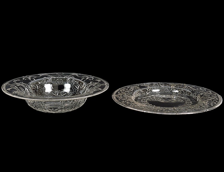 Appraisal: TWENTY-FOUR INTAGILIO CUT COLORLESS GLASS BOWLS PLATESEnglish possibly Stourbridge or