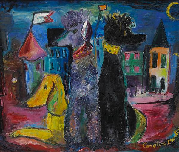 Appraisal: Caroline Louise Martin American - Dogs stranded in a city