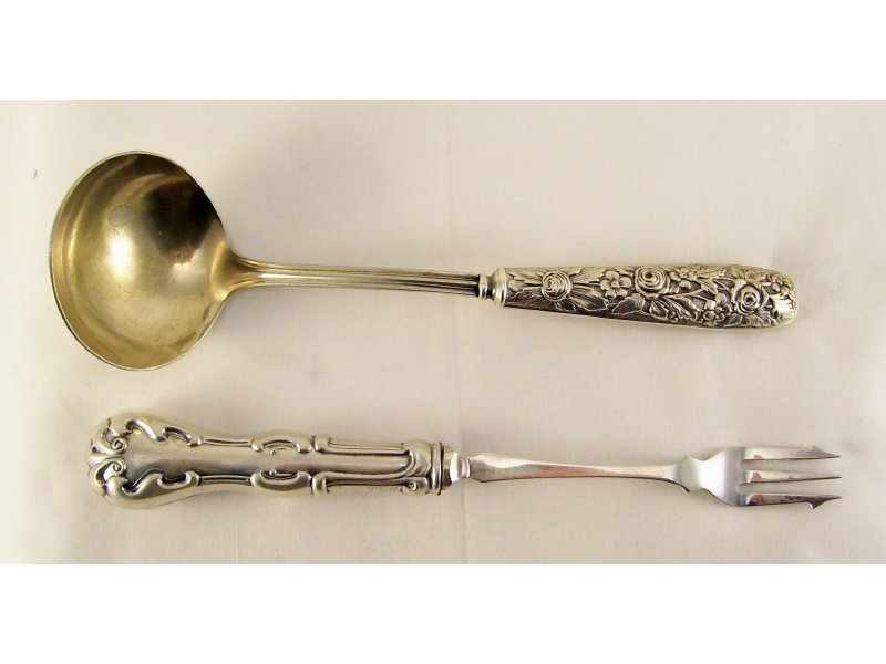 Appraisal: - Sterling Serving Pieces Includes Floral sterling handled ladle measures