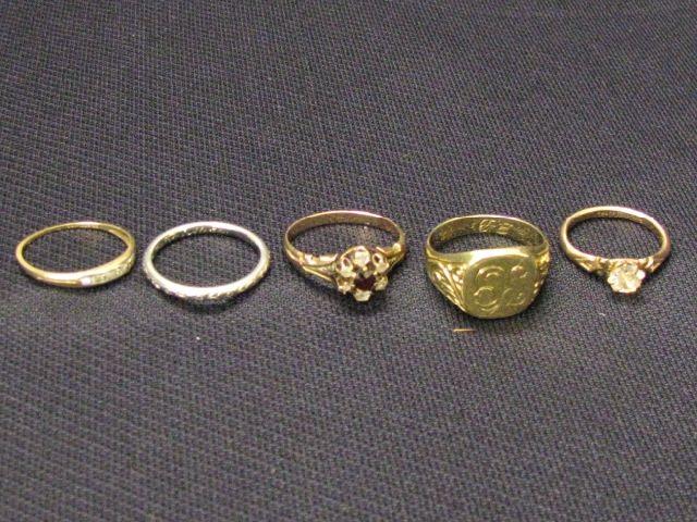 Appraisal: Lot of Gold Rings diamond band garnet diamond ring signet