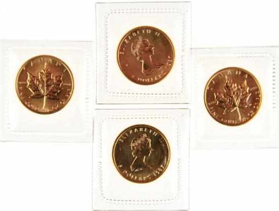 Appraisal: Canadian Gold Maple Leaf coins obverse with portrait of Queen