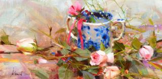 Appraisal: RICHARD SCHMID b Blue Cup and Roses RICHARD SCHMID b