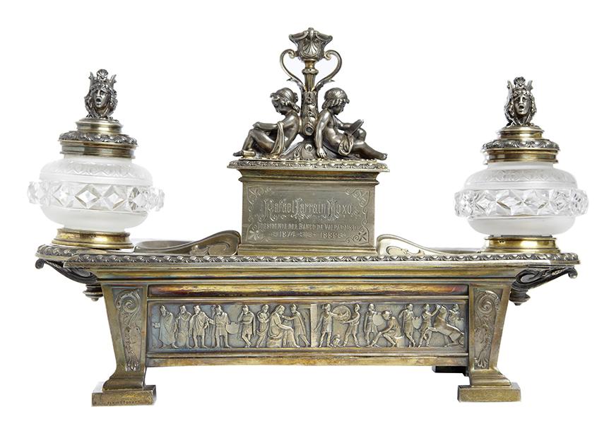 Appraisal: AN IMPRESSIVE NEOCLASSICAL SILVER INK STAND MARK OF FREDERICK ELKINGTON